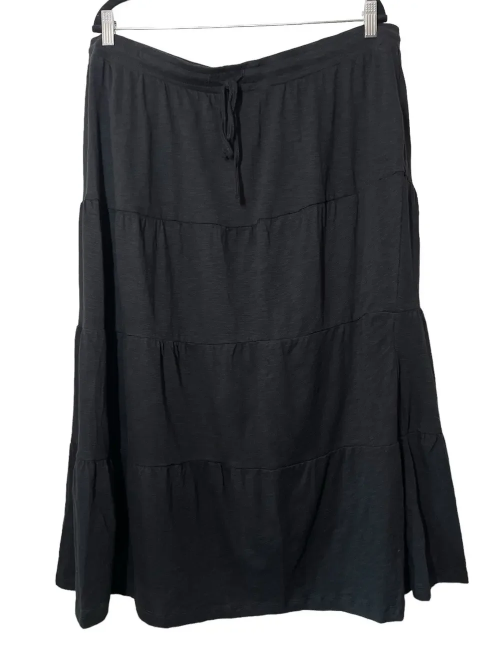 Avenue Tiered Black Skirt Midi NWT 22/24 Womens Cotton